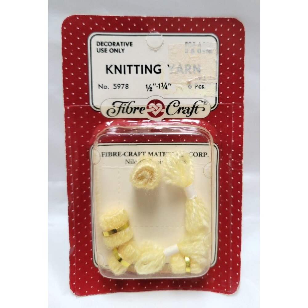 Vintage Fibre Craft Knitting Yarn 6 Pieces Yellow ½"-1¼" Dollhouse 5978